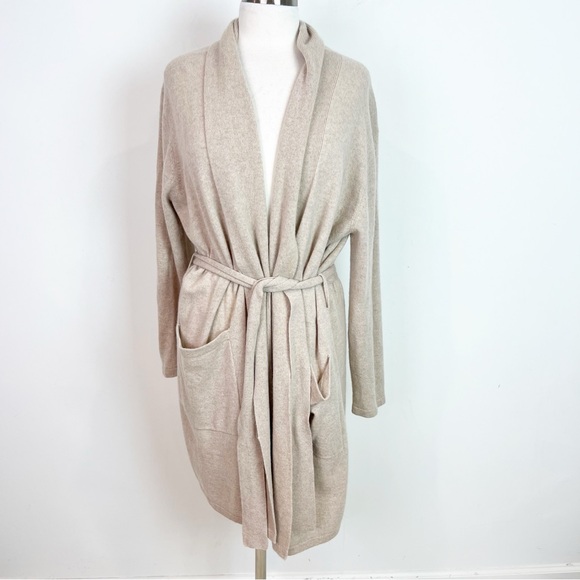 arlotta Other - ARLOTTA CASHMERE TAN TAUPE OPEN FRONT CARDIGAN SWEATER ROBE BELT MEDIUM/LARGE